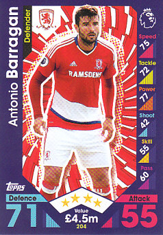 Antonio Barragan Middlesbrough 2016/17 Topps Match Attax #204